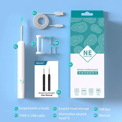 Revolutionary Smart Visual Ear Cleaner with 1296P Camera, USB-C Charging, WIFI Connectivity & 6 LED Lights for Effortless Ear Wax Removal